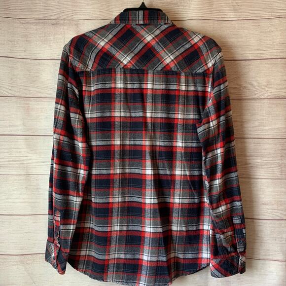 Cavalini Men's Plaid Button Up Shirt Red White Navy Size Medium - Picture 4 of 15